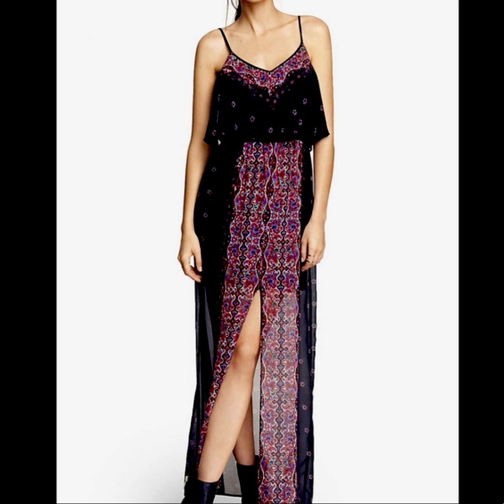 Express Black Floral Maxi Dress NEW - Picture 3 of 11